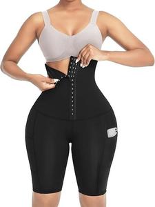 FeelinGirl High Waist Shapewear for Women Thigh Slimmer Body Shaping Underwear Hook and Eye Butt Lifter Leggings with Pockets Black S-3XL Basic Womenswear