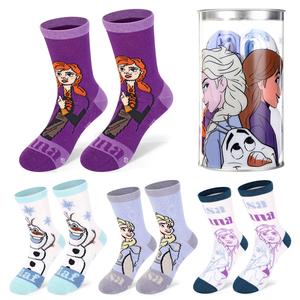 Disney Frozen 4 Pair Ankle Cotton Socks for Kids Packed in Round Piggy Bank Plastic Cylinder (UK, Age, 7-11 Years, Regular)