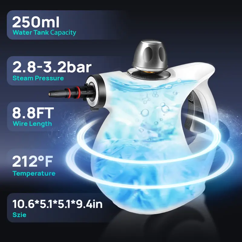 Product Introduction of Redhut Pressurized Handheld Multi-Surface Natural Steam Cleaner with 12 pcs Accessories, Multi-Purpose Steamer for Home Use, Cleaning Floor, Kitchen,Spring 4