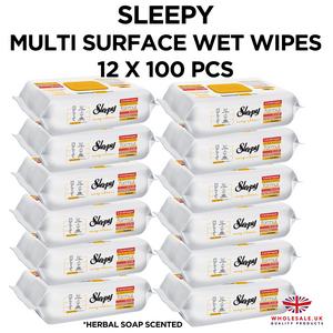 Sleepy - Multi Surface Cleaning Wipes, Campaign, Herbal Soap Scented 12 Packs x 100pcs Disposable