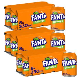 Fanta Orange Multipack - Pack of 24 x 330ml, Sweet Fizzy Drink for Refreshing Sips
