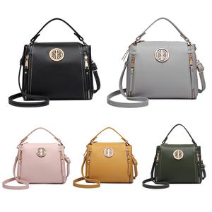 [MissLulu Bags] Leather Look Handbag with Dual Zipper Closure, Crossbody Bag for Women