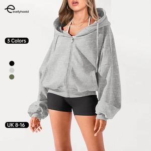 EVELLYHOOTD Oversized Cropped Zip Up Cloud Hoodies Sweatshirts