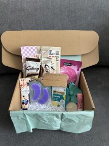 Self Care & Positive Date with a Book Box - Includes book in chosen genre, Eye Mask, Face Mask, Hand Cream, Herbal Tea, additional snack and drink