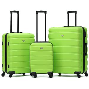 Flight Knight Hard Shell ABS Medium, Large Check-In And Carry On Suitcases - SAFIR - Green/Black