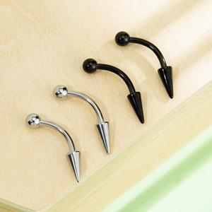 16G 4PCS Spike and Ball Curved Eyebrow Barbell Rook Piercing