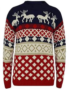 Children Kids Unisex girls boys Christmas Top Retro Novelty Reindeer Snowflakes Knitted Xmas Long Sweater Jumper