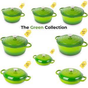 Cast Iron Casserole with Lid -  Green Cookware Collection – Non Stick Dutch Oven Pot, Oven Safe up to 500° F – Ovenproof Enamelled Stockpot  - by nuovva