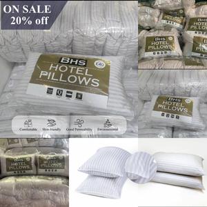 Luxury Hotel Quality White Stripe Bounce Back Pillows (Pack of 2) - Extra Support, Soft & Comfortable - RRP £40 Perfect for New Year or Valentine's Gift