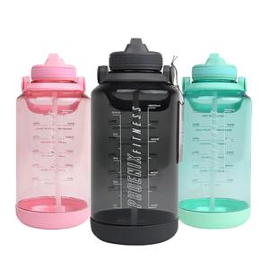 2L Drinks Bottle, Motivational Water Bottle with Retractable Straw, Handle & Leak Proof Lid - With Time Markings & Measurements - Green, Pink or Black Washable Drinkware Bottled Tumbler Portable Reusable Cup Multicolor