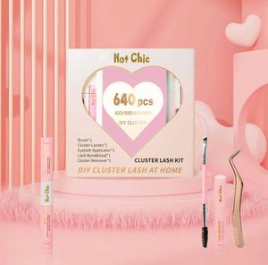640Pcs DIY Lashes Extension kit Fluffy Individual Eyelashes Kit Cluster Lashes Kit D Curl with Bond and Seal Remover Tweezer, 4 Different styles (40D,50D,60D,80D), 4 Different Lengths (10-16mm Mix) volume lashes invisi false lashkit.
