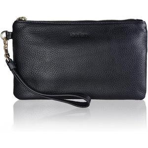 Wallets for Women, Genuine Leather Clutch Wallet Purses and Handbags Credit Card Holder Organizer Ladies Travel Clutch Bags with Wrist Strap