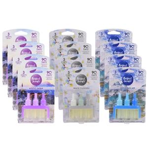 12 x Perfect Scents 3 Scents Refill (Best Selling Bundle) Home Air Freshener Mystic Japan,Mountain Air,White Flowers Compatible with Febreze 3volution Plug,Up To 90 Days Scent* Eliminates Odours & Freshens 20ml Fragrance Scented Aroma 12 Pack Saver Deal