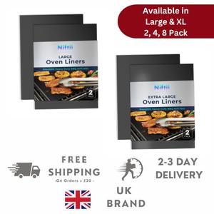 NIFTII Teflon Non-Stick Oven Liner 2 Pack – Premium Oven Liners for Bottom of Oven | Oven Liners, Electric, and Fan Assisted Ovens - Reusable Oven Mats for Bottom of Oven - Kitchen Essentials Utensils Bakeware Pans Rack