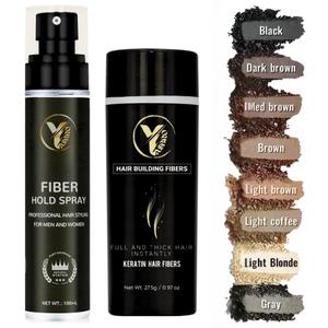 Yasbro Hair Building Fibers Set with Hold Spray | Instantly Conceals Thinning Hair & Bald Spots | Natural Keratin | Matte Finish | Unisex Daily Use