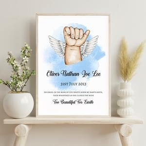 Pay What You Can Afford - Too Beautiful For Earth Print Angel Decor, Baby Memorial Gift