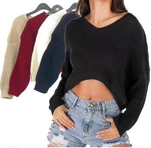 Fashion Luva Oversized Fashion Knitting Shirts Pullover Crop Tops