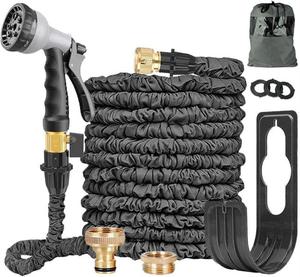 100FT Expandable Garden HosePipe, Flexible Garden Hose with 3 Layer Latex cores,8 Function Spray Hose Nozzle, 3/4" Solid Brass Connectors,Portable Garden Hose for Gardening Lawn Car Pet Washing