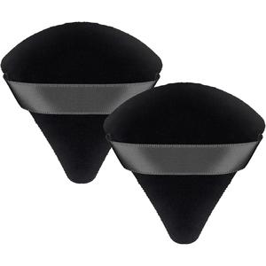 2 Pcs Powder Puff Makeup Puff Triangle Soft Powder Sponge Reusable Triangle Sponges with Strap for Cosmetic Foundation Wet Dry Makeup(Black)