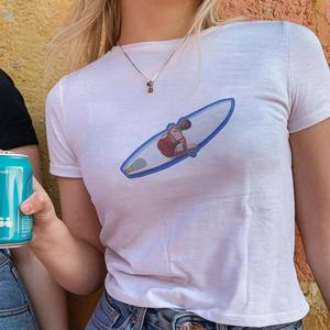 Surf Print T-Shirt - Womens Baby Tee - Salty Pixie