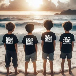 Feral Cousin Crew Front & Back Graphic Tee- Black