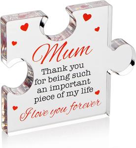 Christmas Gift for Mum Present birthday for the Occasions - Engraved Acrylic Block Puzzle - Cool Paperweight Mum Presents From Daughter, Son, Dad Ideas, Mothers Day Gift -  3.35 X 2.76 Inchv