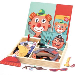 Children's magnetic wooden character puzzle，Both puzzles and drawing，Preschool Educational Toys.Enhance cognitive abilities and drawing skills, with simple and beautiful images that improve children's perception