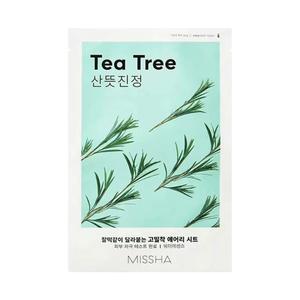 MISSHA Airy Fit Sheet Mask Tea Tree provides purifying skincare with antibacterial properties. Its calming formula promotes skin repair while ensuring comfort for troubled complexions with excess oil and irritation.