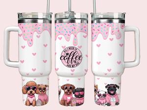 Personalised 40oz Stainless Steel Tumbler for Hot and Cold Beverages - Perfect Gift for Coffee and Dog Lovers