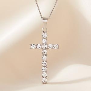Cross Necklace Clear Crystal