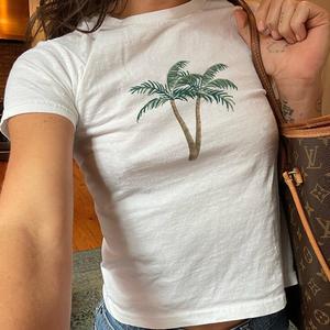 Palm Tree Print T-Shirt - Womens Baby Tee - Salty Pixie