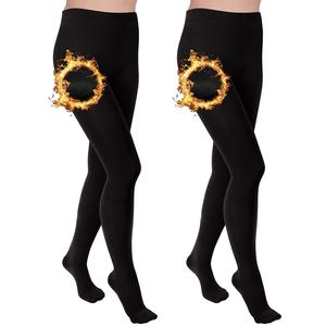 Ladies Thermal Tights 2 Pack Soft Cosy Lightweight Fully Brushed Inner Bottoms Comfortable Stretchy Black Tights for Women Maintains Heat Size S-XL Womenswear Everyday Outdoors Fit Day Winter Polyester Basic