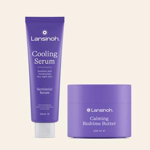 Lansinoh Pregnancy Skincare Set with Cooling Serum & Calming Bedtime Butter, Baby Shower gift for mum-to-be