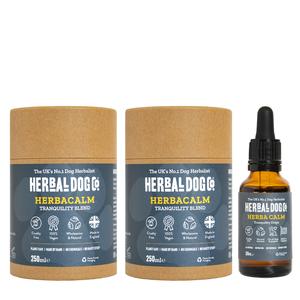 Calming Complete Kit |  HerbaCalm Powder Calming Supplements & Tonic | Herbal Dog Co | 250ml | Blend Food Supplement pet