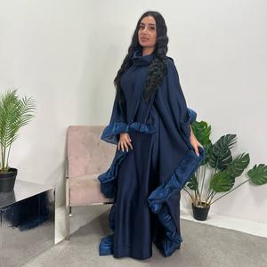 Casual Ladies Modest Drape Kaftan Dress with Scarf UK Onesize 6-18 - Womenswear long dresses