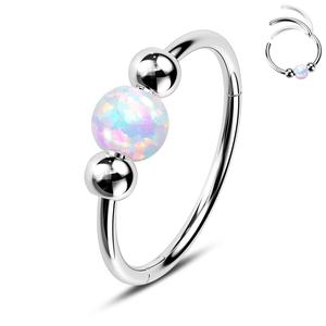 Oufer 20G Opal Ball Hinged Segment Nose Ring 316L Stainless Steel