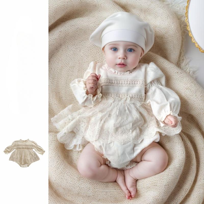  Áo Liền Quần Mùa Thu Cho Bé Gái Áo Liền Quần Dài Tay Kẻ Sọc Ren Người Yêu Váy Hàn Quốc Bodysuit Cho Trẻ Sơ Sinh 