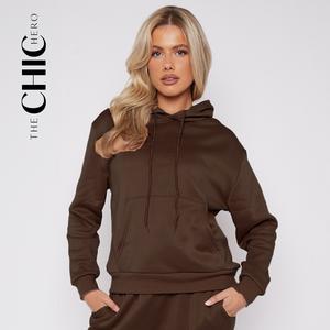 2026 ChicHero Oversized Drop Shoulder Long Sleeve Drawstring Thermal Hoodie & sweet pants Fit Polyester Womenswear Casual Clothing Medium Overalls Style sweatsuit autumn  set black  friday  sale Cozy Drop Shoulder Hoodie Set