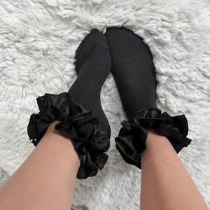 [HouseOfTrendz] Frilly Ankle Socks - Women's/Girls Satin Ruffle School Socks - Cute, Cotton, Girly, Soft Womenswear Breathable