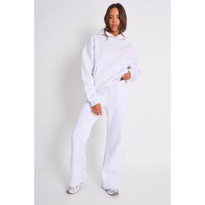Kaiia Logo Wide Leg Joggers Light Grey Marl & Baby Pink