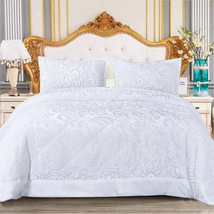 3PC Quilted Bedspread Luxury Throw Velvet Bed Sheet Double King Super King Sizes