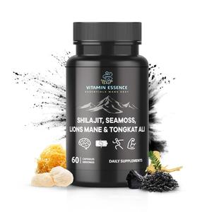 Vitamin Essence 4 in 1 Shilajit, Tongkat Ali, Sea Moss & Lions Mane - High Strength Formula for Wellness - Bathroom, Healthcare