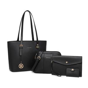 [MissLulu Bags] Classic Sleek Tote Handbag Set - 4 Pieces, Waterproof PU Leather, Versatile Color-Coordination
