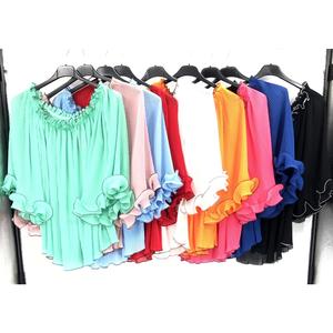 FASHION LUVA FRILL SLEEVE CONTRAST STITCH LONG SLEEVE RUFFLE BARDOT BLOUSE PLEATED OFF SHOULDER  ONE SHOULDER TOP IN PLUS SIZE 10-32