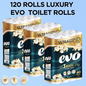 120x Luxury Evo Toilet Rolls 3ply, Ultra Advantage Pack, Degradable and Recyclable Wipes Set Pack Disposable