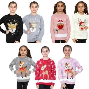 NOROZE Girls Christmas Jumper Kids Pullover Sweater UK Sizes 3-13 Years
