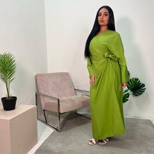 Ladies linen v neck wrap tie modest dress onesize Uk 6-16