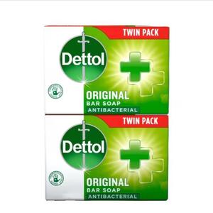 Dettol Original Antibacterial Hand Soap Bar 2 X 100g, Kills Germs, Moisturising Formula
