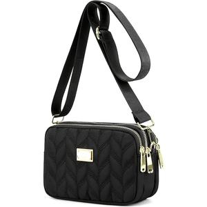 Ladies Girls Crossbody Bag Multi-Pocket Shoulder Bag Waterproof Nylon Handbag Small Cellphone Purse Wallet for Women