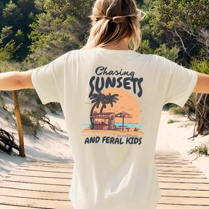 Chasing Sunsets & Feral Kids Back T-Shirt